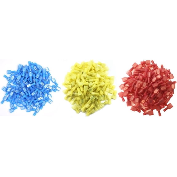 American Terminal 300 PCS 12-10 16-14 22-18 Gauge Fully Insulated Male Spade Quick Disconnect Speaker Butt Wire Connector Nylon