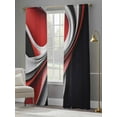 thumbnail image 4 of Abstract Stitching Sheer Curtains for Living Room Bedroom, Light-filtering Sheer Curtain, Red Black Gary Water Ripple Stripe Rod Pocket Voile Window Treatment Drapes, 52’’Wx84’’L, 2 Panels Set, 4 of 7