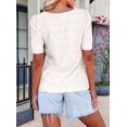 thumbnail image 6 of Womens Tops Dressy Casual Cute Hollow Embroidered Blouses Short Sleeve Shirts Summer Outfits 2025 Beige XXL, 6 of 9