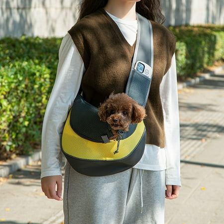 11.42*14.57 Inch Pet Dog Sling Carrier  Breathable Mesh Portable Travel Safe Pet Sling Shoulder Bag Carrier with Adjustable Non-Slip Shoulder Strap for Small Dogs Cats Puppy