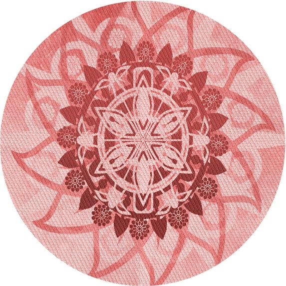 Ahgly Company Machine Washable Indoor Round Transitional Orange Area Rugs, 4' Round