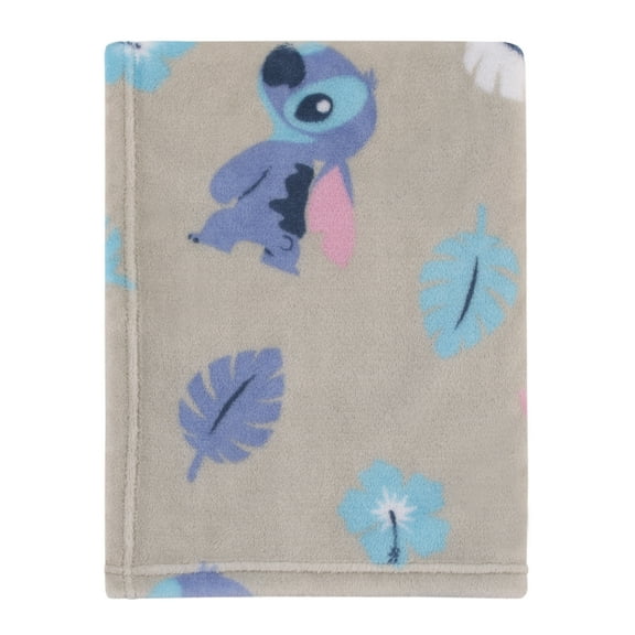 Disney Stitch Gray, Blue, Aqua, and Pink Plush Baby Blanket