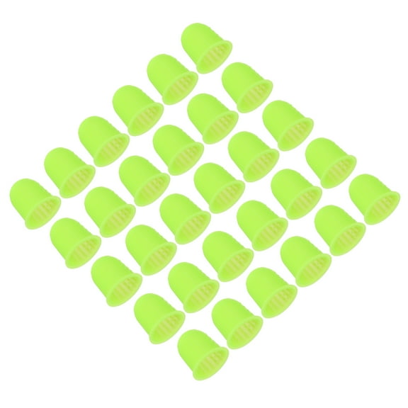 Uxcell Rubber Finger Tips, 30 Pack Silicone Thumb Fingertip Protector Finger Cots Covers Guard Pads Thimble Grips for Office Counting Sewing, Grass Green Large Size
