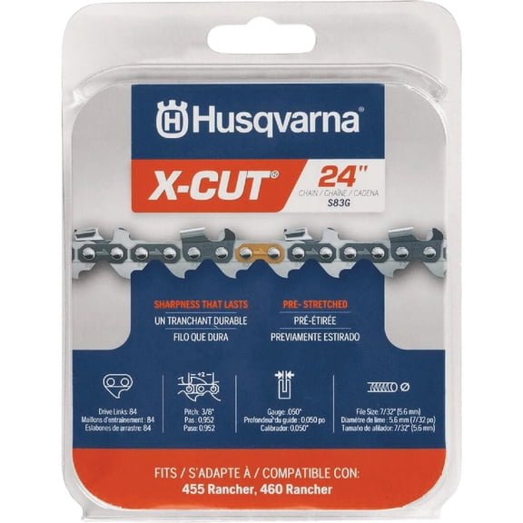 Husqvarna 24" X-CUT S83G, 3/8" pitch, .050 gauge 84DL Chainsaw Chain - 585639084