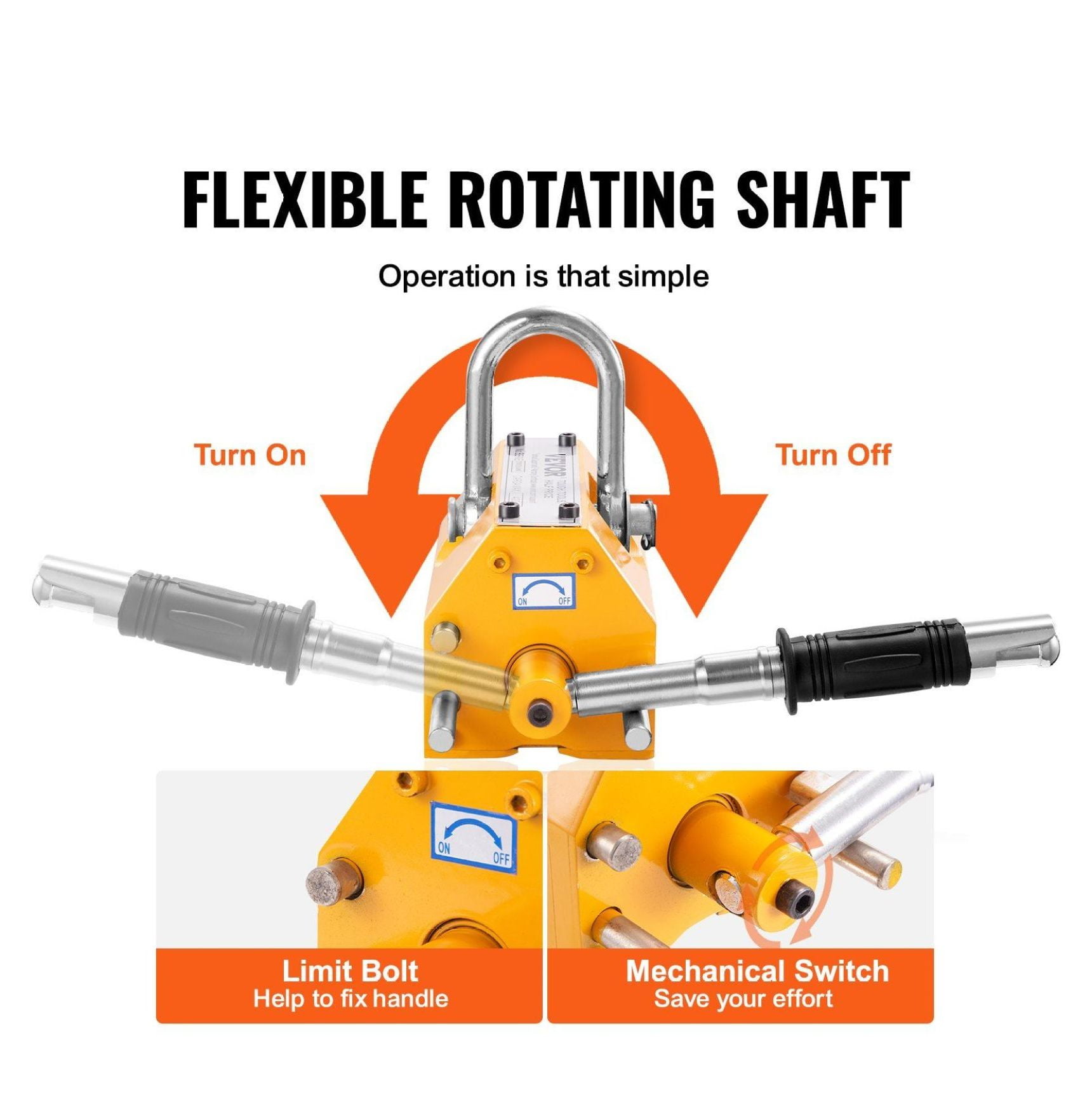 Magnetic Lifter 3300lbs Capacity - Heavy Duty Steel Lifting Magnet, Neodymium Permanent Magnet with Safety Handle, Ideal for Hoist, Crane, Metalwork
