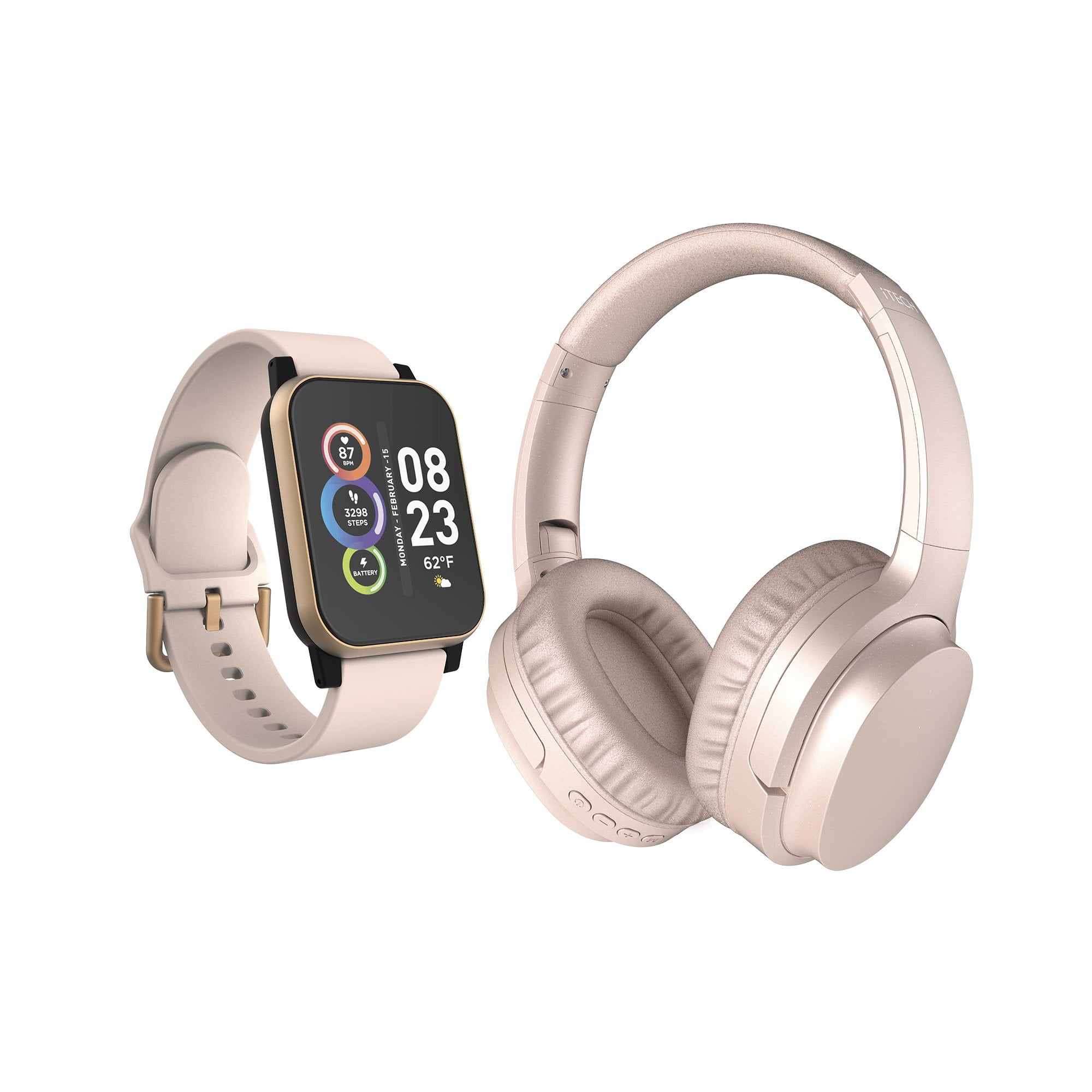 manager enthousiasme onze iTech Fusion 2 Unisex Pink Smart Watch with Wireless Headphone  900350B-40-P12 - Walmart.com