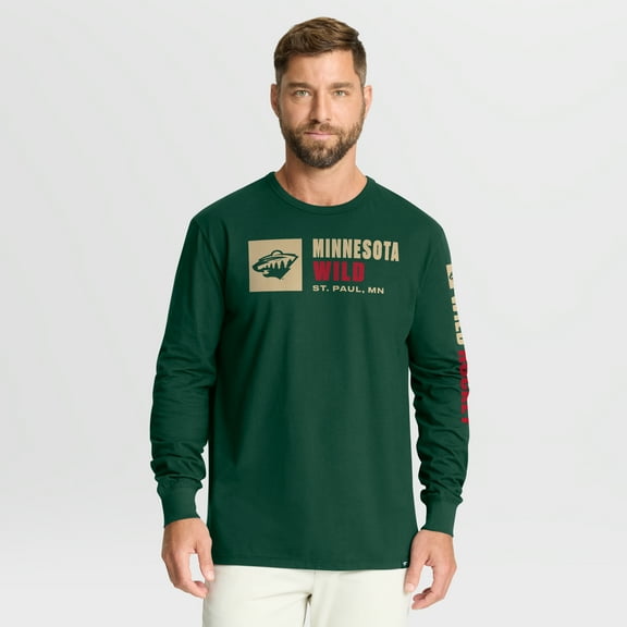 Men's Fanatics Green Minnesota Wild Goal Crease Legacy Long Sleeve T-Shirt