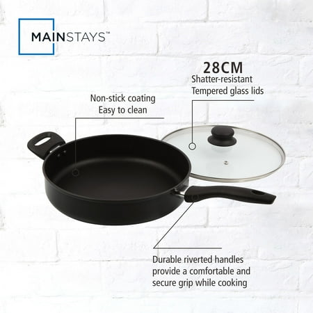 Mainstays 4-Quart Non-Stick Jumbo Cooker with Glass Lid, Black