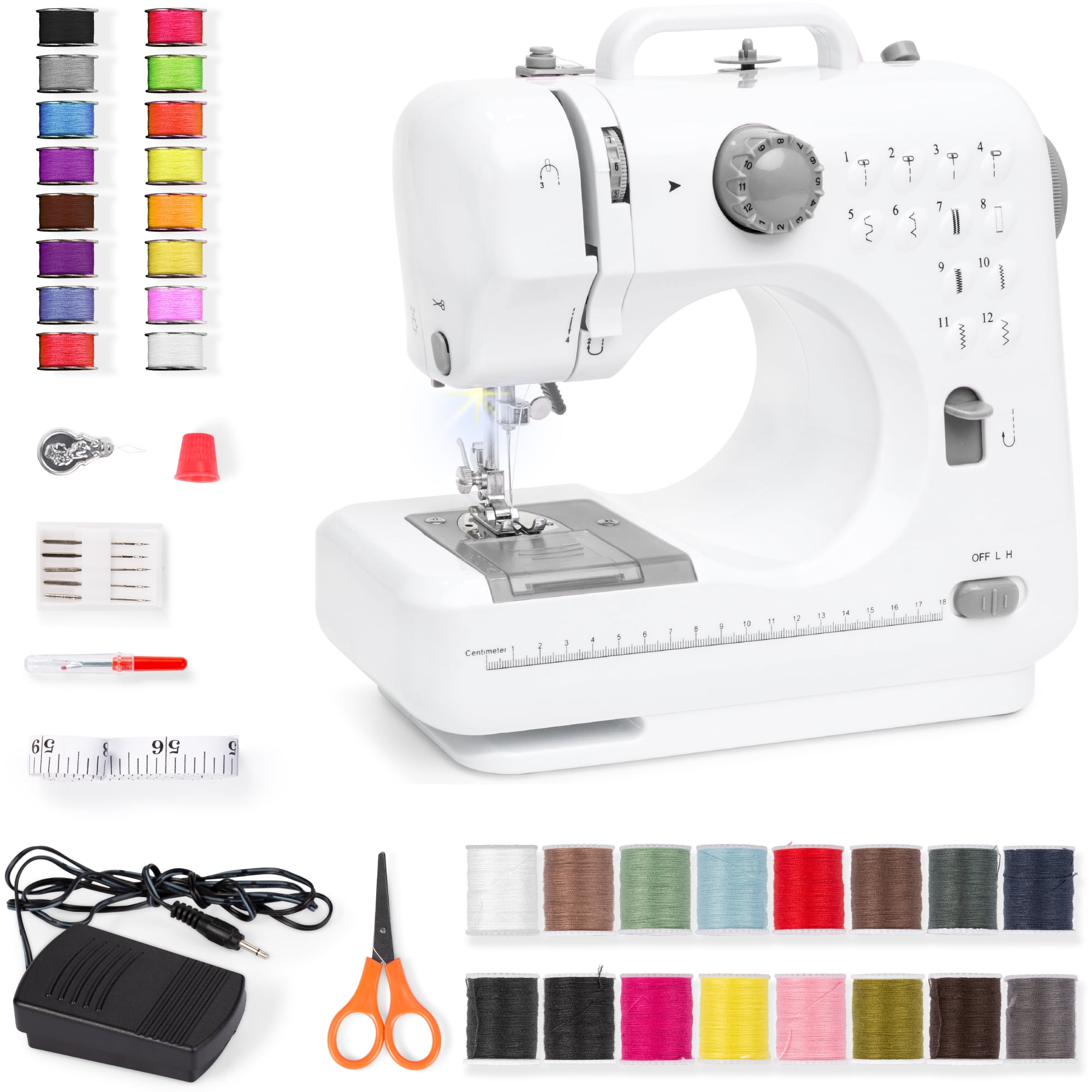 Small Household Sewing Handheld Tool GD-015-P 12 Stitches, 2 Speeds, LED Sewing Light, Foot Padal - Electric Overlock Sewing Machines Sewing Machine by Galadim