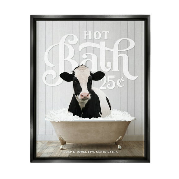 Stupell Industries Vintage Farmhouse Bathroom Animals & Insects Painting Black Floater Framed Art Print Wall Art, 17 x 21