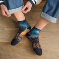 thumbnail image 3 of Pofeuu Moonlit Night Sky Wolf Print 30cm Socks, Adult Running Hiking Socks for Youth and Adult, 3 of 7