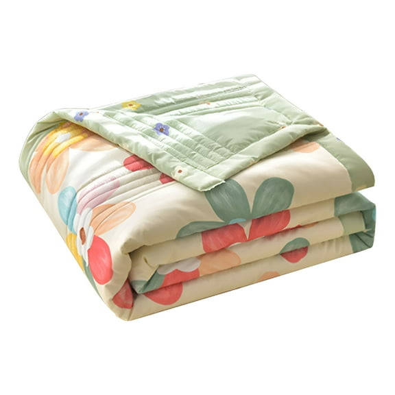 AUQ 2026 New Double Sided Thin Quilt Comforter King Size Double Bed Summer Single Bed,Lightweight,Printing,100% Washed Cotton,Machine Washable,Soft Comfy Breathable Can Sleep Naked
