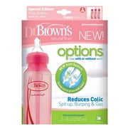 Dr. Brown's Natural Flow Options Baby Bottles, 3 Pack, Pink, 8 Oz + Eyebrow Ruler