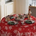 thumbnail image 3 of Winter Red Snowflakes Tablecloth Round Christmas Table Cloth Washable Table Covers for Indoor Dining Home Party Xmas Decorations 60x60 Inch, 3 of 5