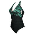 thumbnail image 6 of Women's One Piece Swimsuit Sexy Tummy Control V Neck Swimwear Halter Push up Bathing Suits, 6 of 10