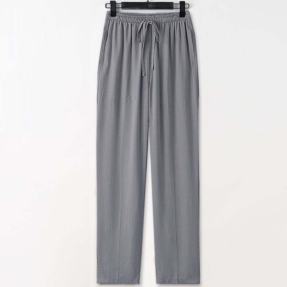 Blmnix Pants Men Relaxed Fit Palazzo Lounge Pants Baggy Pants Pants Gray Straight-Leg Low Rise Long Mens Pants Casual,XXXL