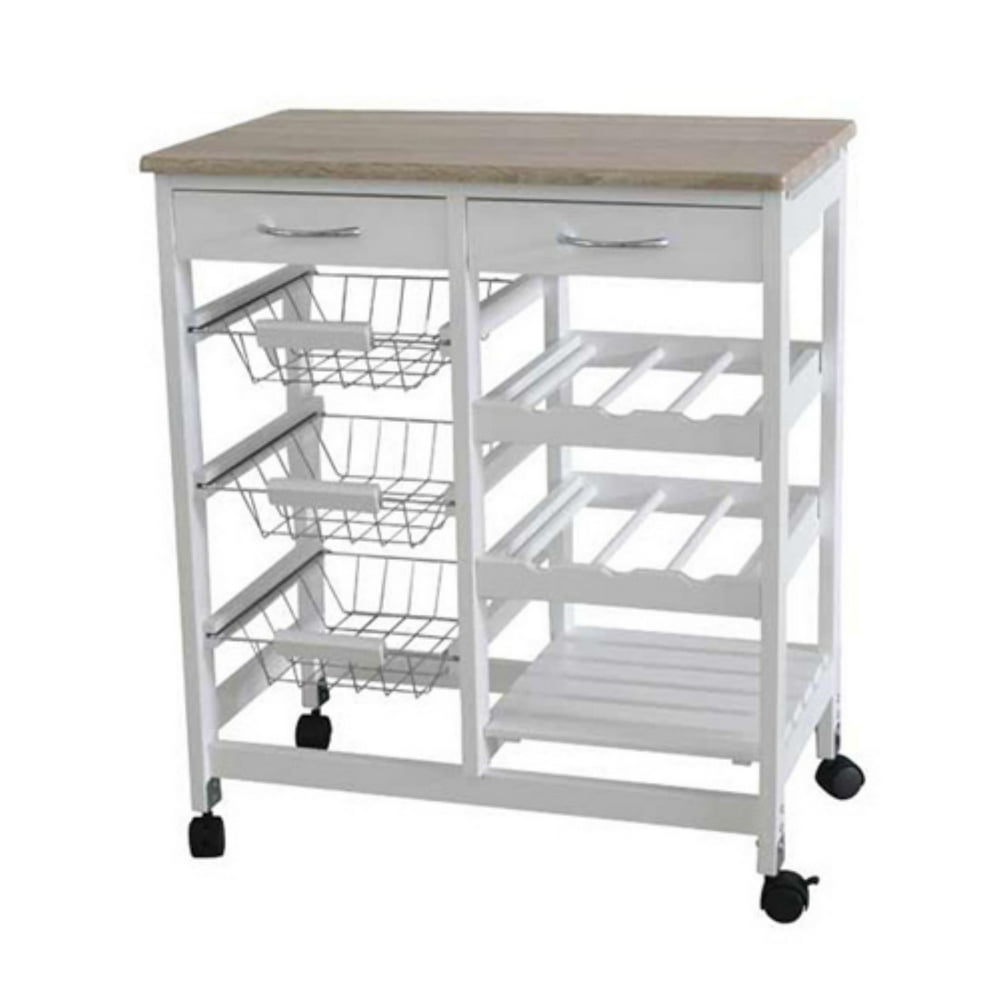 Home Basics Kitchen Trolley with Two Drawers and Baskets