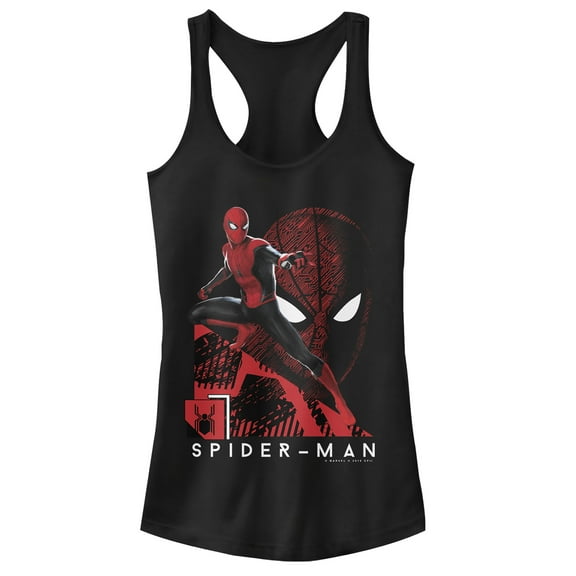 Junior's Marvel Spider-Man: Far From Home High Tech  Racerback Tank Top Black Large