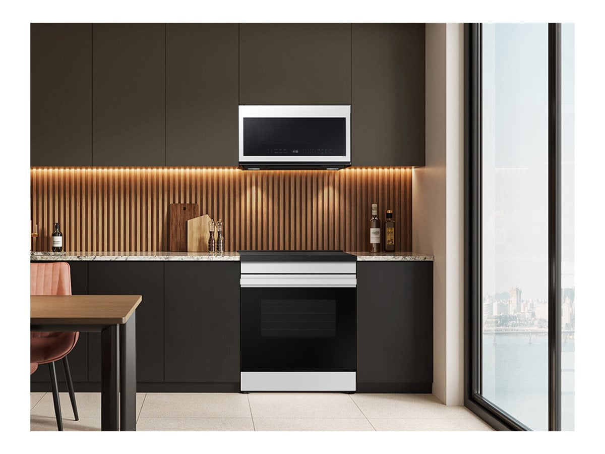 Samsung BESPOKE ME21DB630012AA - Microwave oven - over-range - 2.1 cu. ft - 1000 W - white glass with built-in exhaust system