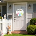 thumbnail image 4 of Easter Bunny Wooden Wall Hanging Sign with Colorful Eggs, 10 Inch Square, Cute Spring Home Door Decor for Easter Party Wall Decoration, 4 of 5
