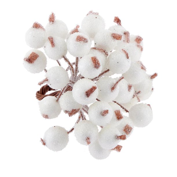200x Mini Flor Bayas Acebo Artificial Decoración árbol de Navidad Blanco