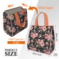thumbnail image 3 of Pioneer Flower Floral Print Pattern Insulated Lunch Bag for Women & Adults,Large Portable Soft Cooler Lunch Bag,Thermal Food Storage Tote with Pearl Cotton,8.66L,8.75x5.75x9.5 Inch, 3 of 6