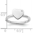 thumbnail image 5 of Solid Sterling Silver Stackable Expressions Rhodium-plated Heart Diamond Ring - Ring Size 5.0 Natural Diamonds, 5 of 8