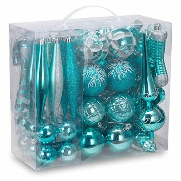 Adornos navideños AUXO-FUN 54 piezas azul turquesa