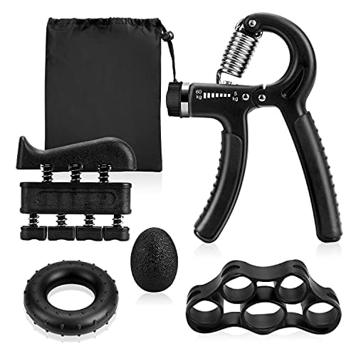 Hand Grip Exerciser Strengthener (5 Piece Set) for Kid Adult,Adjustable Grip Strength Trainer,Hand Squeezer Grip Stress 3D Balls,Finger Strength Trainer for Workout,Stress Relief