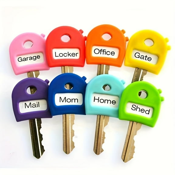 Silicone Keychain with Tag - Fashionable Non-Woven Key Cap Keychain Set, Suitable for Home, Office, Mailbox, and Door Lock - Durable Key Identification Ring