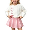 thumbnail image 3 of ITSAME Girls Outfit Set Knit Long Sleeve Pullover Top and Skirt 2-Piece Fall Winter Comfy Casual Set Pink Size 6, 3 of 6