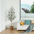 thumbnail image 5 of 6 ft Artificial Olive Plants with Realistic Leaves and Natural Trunk, Silk Fake Potted Tree with Wood Branches and Fruits, Faux Olive Tree for Office Home Decor, 5 of 9