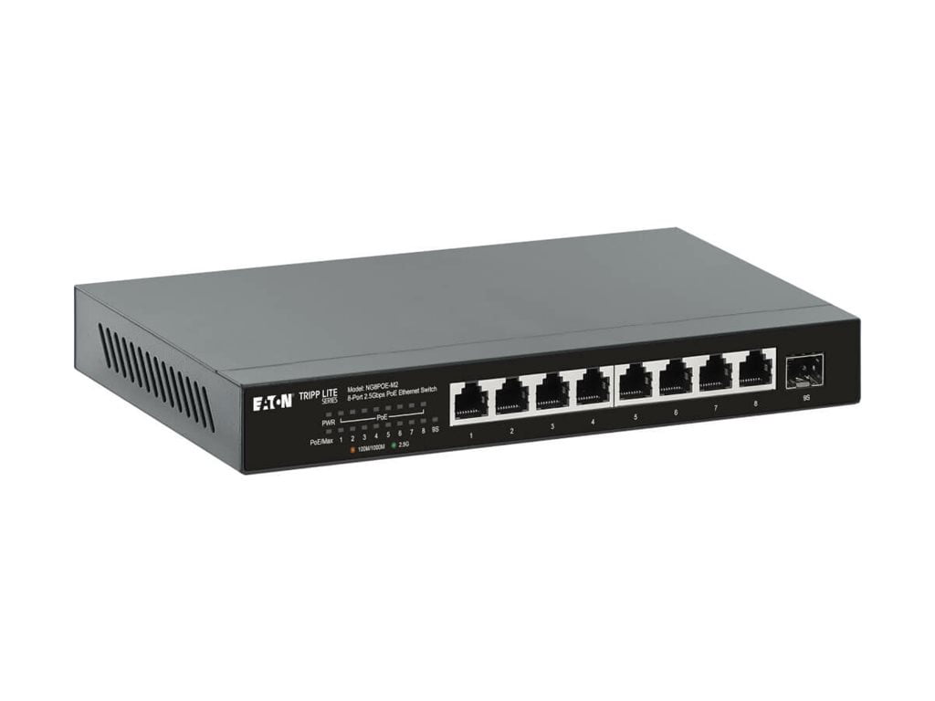 Eaton Tripp Lite Series 8-Port 2.5 Gbps Desktop Gigabit Ethernet Unmanaged Switch with PoE+ Pass-Through, 100W, Metal Enclosure, TAA - 6 Ports - 2.5 Gigabit Ethernet, 10 Gigabit Ethernet - 2.5GBase...