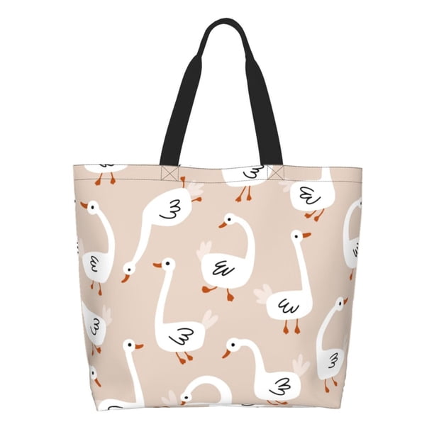 Disketp White Goose Bolsa Tote Estampada para Mujer, Bolso de Hombro y de Mano para Compras y Viajes