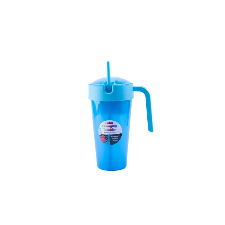Mainstays 24 oz Plastic Snack Tumbler with Straw, Blue, Color
