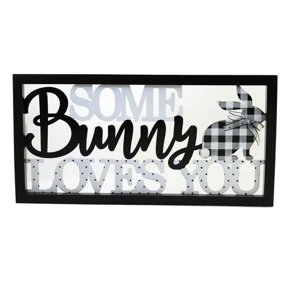 Easter Bunny Message Cutout Wall Sign Metal Black & White 20409G Loves