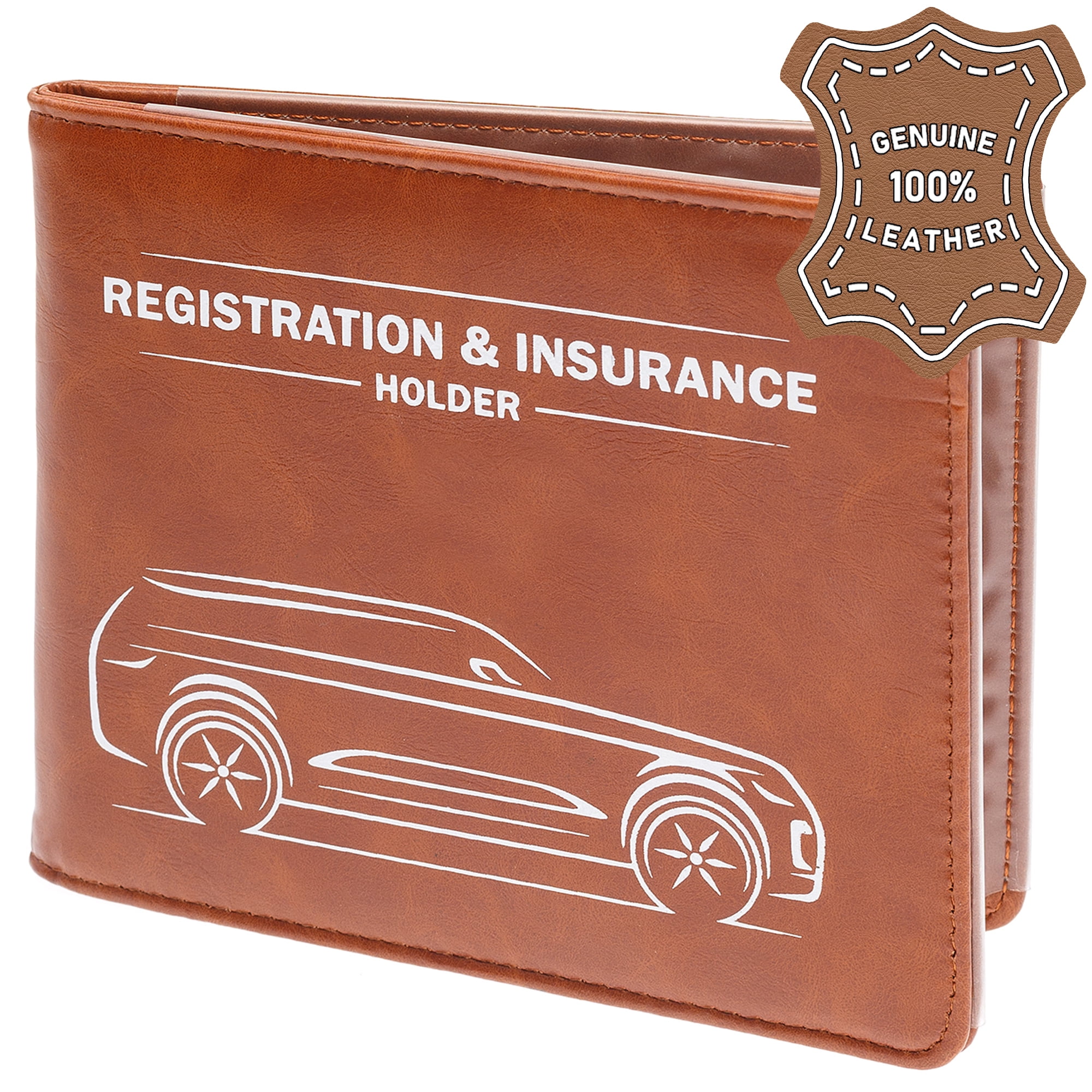 C Cards Brown Registration Auto Sun Visor Holder for Driver License Insurance 