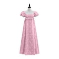thumbnail image 4 of Women's Regency Dresses Puff Sleeve Square Neck Color Block Printed Flowy Smocked Maxi Dress, 4 of 7