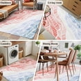 thumbnail image 6 of Summer Red Beach Washable Area Rugs 3'x5', Modern Abstract Gradient Red Blue Waves Stripe Low Pile Throw Living Room Rug Non-Slip Sturdy Edge Binding Carpet for Indoor Entryway Bedside Kitchen, 6 of 9