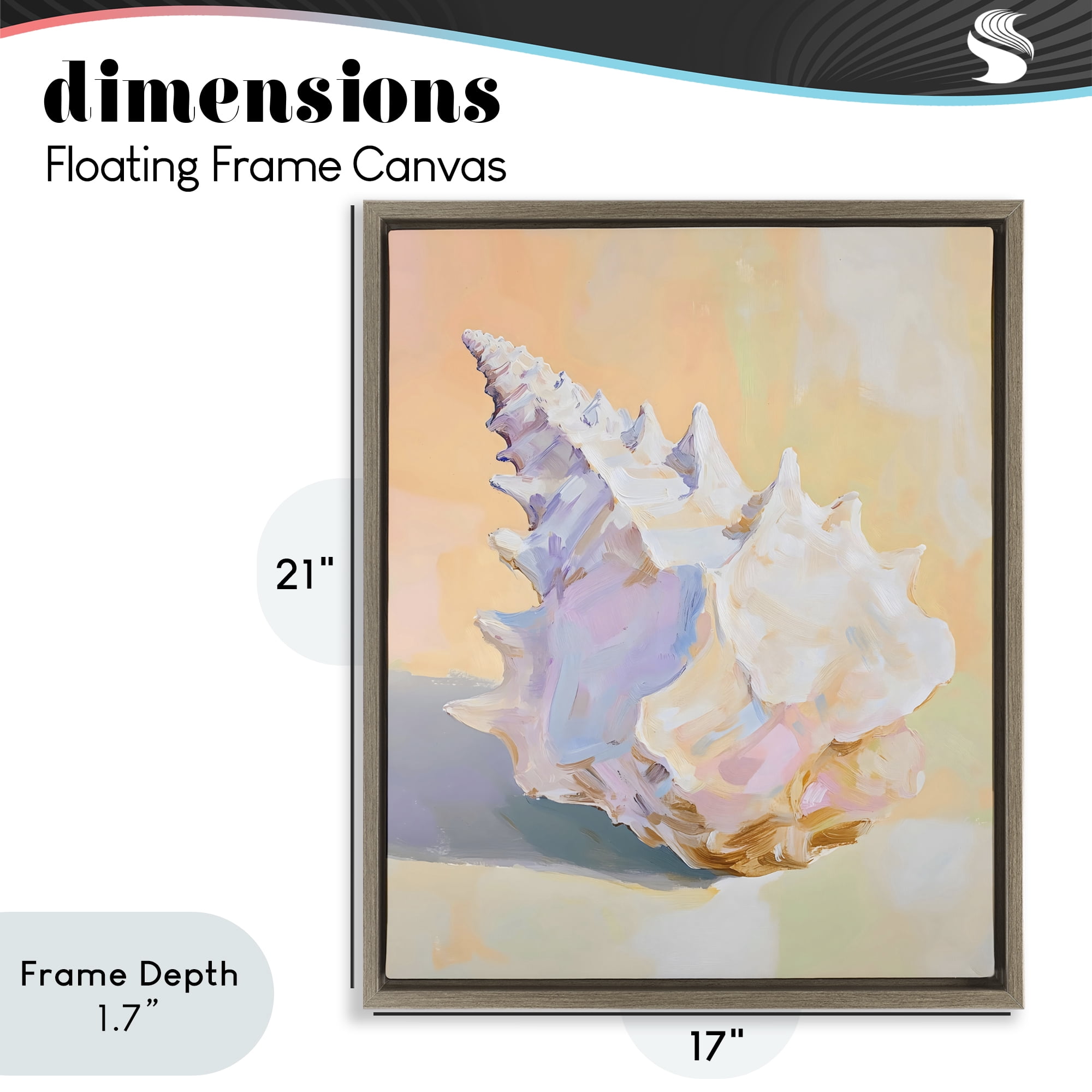 Stupell Industries Vintage Shell in Pastel Light Brown Framed Floater Canvas Wall Art, design by The Prints Vibe