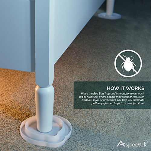 Aspectek Bed Bug Trap, Bed Bug Interceptor, Bed Bug Traps. Flea Traps, Safe  Eco Friendly, Bed Bug Eliminator (White)