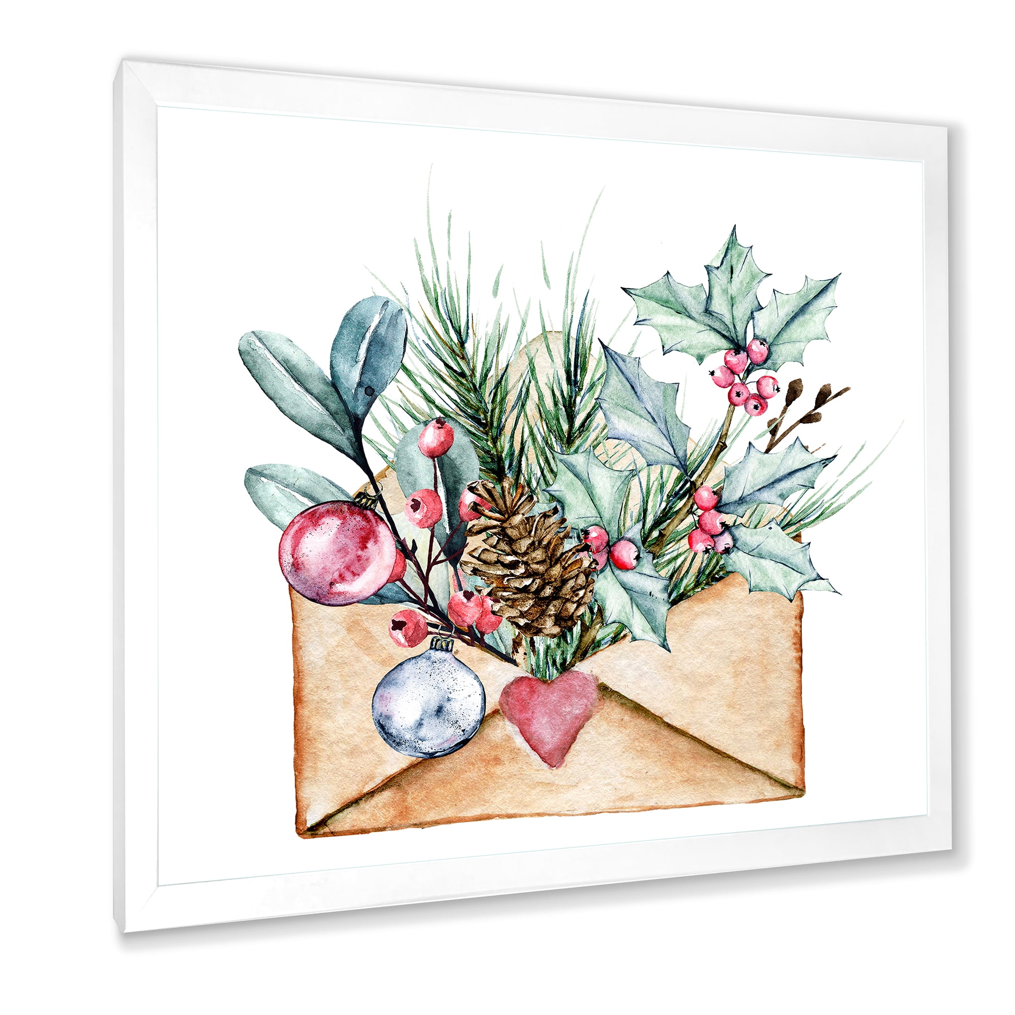Designart 'Merry Christmas Greeting Card Envelope' Traditional Framed Art Print
