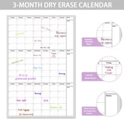 Dry Erase Calendar for Wall - Undated 3 Month Wall Calendar, 48'' x 32'', Erasable & Reusable Wall Calendar, Dry Erase Calendar for Home, Office and School
