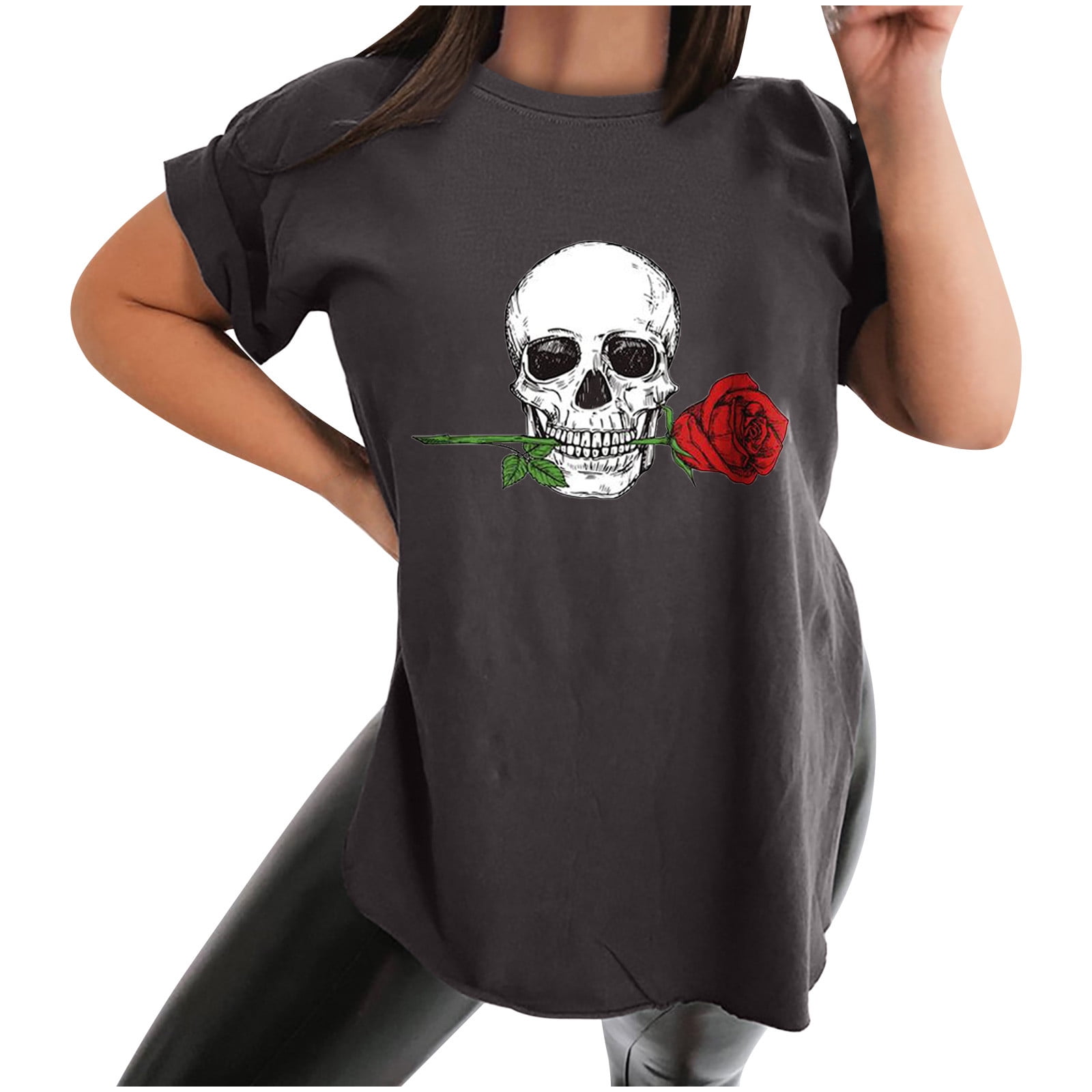 Side Slit Loose Comfy Tee Blouse 