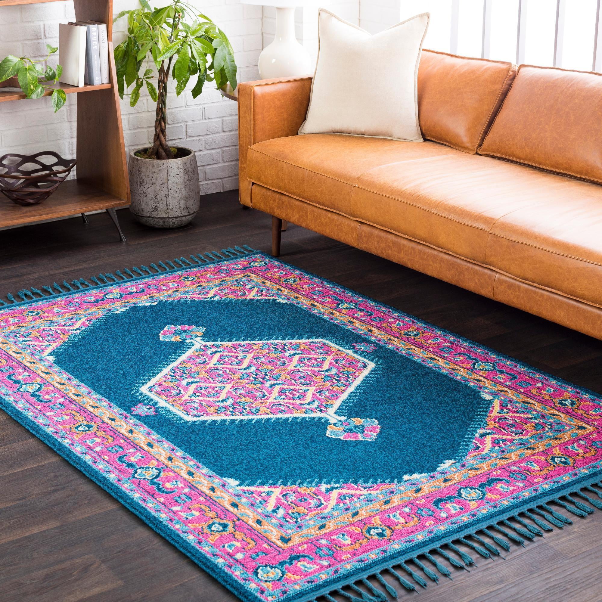 Mark&Day Area Rugs, 9x12 Brenna Traditional Navy Pink Area Rug (9'2" x