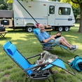 thumbnail image 3 of Homall Chaise Zéro Gravité Pliable pour Patio avec Porte-Gobelet, Fauteuil Inclinable d'Extérieur Réglable en Tissu Textilène, Chaise Longue Portable, Lot de 2, Bleu Pâle, 3 of 9