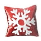 thumbnail image 1 of Almohada navideña moderna y genial con cabeza de ciervo y copo de nieve rojo con lentejuelas de doble cara, 1 of 2