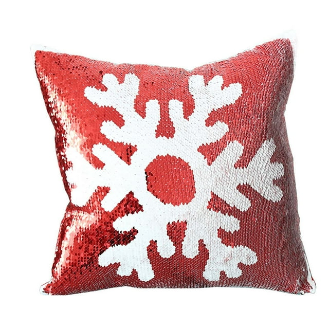 Cubiertas de Almohada de Navidad de Moda Y Fresca Navidad Roja Navidad de Dos Lados Brillante Copo de Nieve Reposacabezas de Ciervo Almohadas de Navidad Almohadas Decorativas