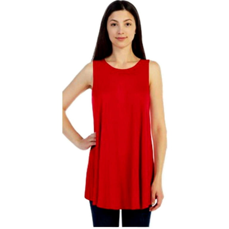 Red flowy tank store top