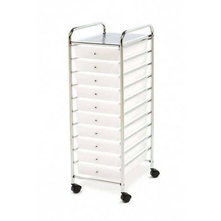 Seville Classics Large 10-Drawer Organizer Cart, Frosted White